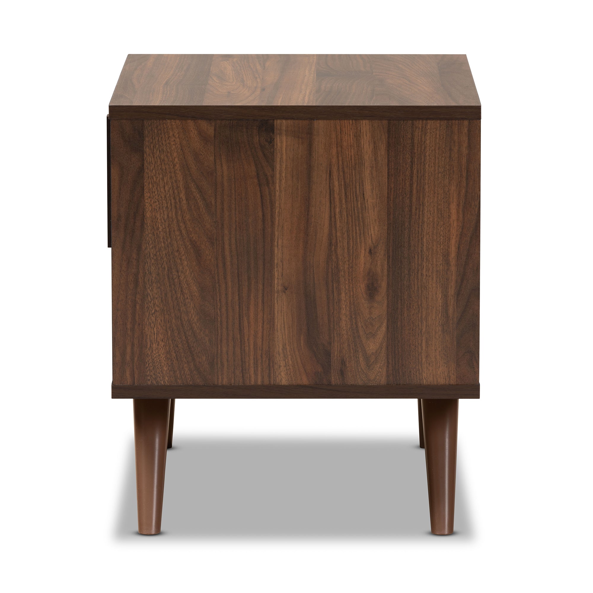 Naoki Modern and Contemporary Two-Tone Grey and Walnut Finished Wood 1-Drawer Nightstand