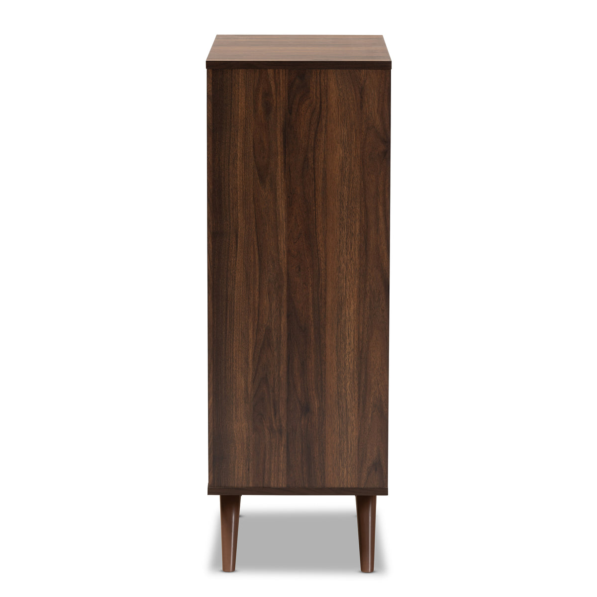 Naoki Modern and Contemporary Two-Tone Grey and Walnut Finished Wood 2-Door Shoe Cabinet