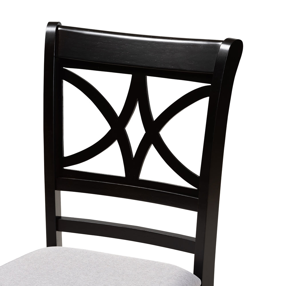 Brooke Modern Grey Fabric and Dark Brown Finished Wood 5-Piece Dining Set