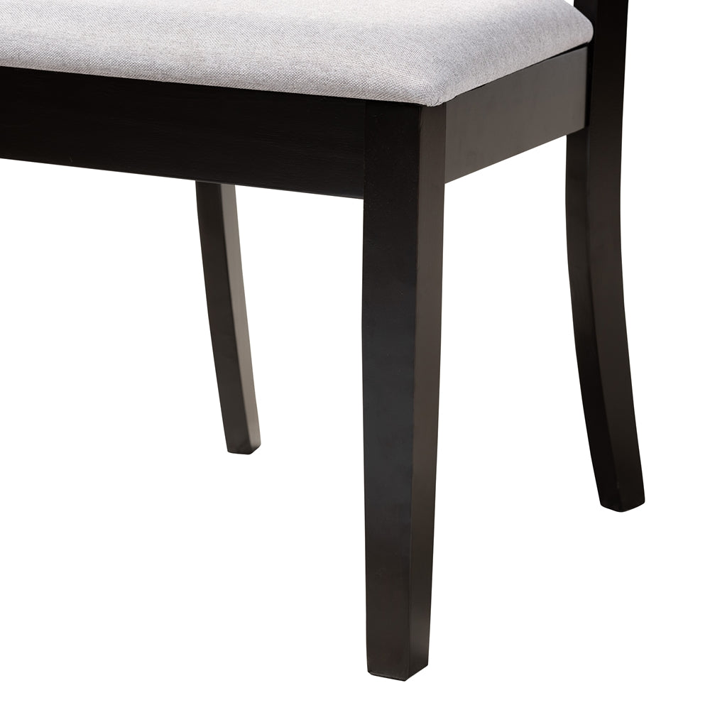 Brooke Modern Grey Fabric and Dark Brown Finished Wood 5-Piece Dining Set