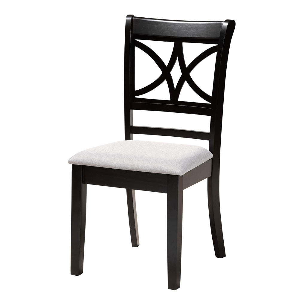 Noemi Modern Grey Fabric and Dark Brown Finished Wood 5-Piece Dining Set