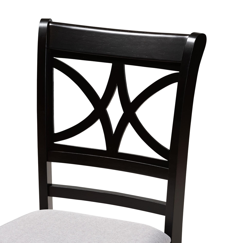 Noemi Modern Grey Fabric and Dark Brown Finished Wood 5-Piece Dining Set
