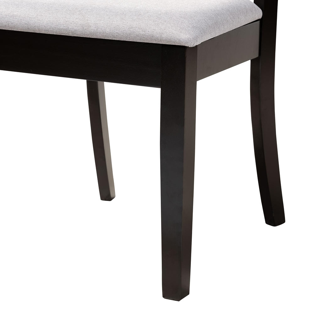 Noemi Modern Grey Fabric and Dark Brown Finished Wood 5-Piece Dining Set