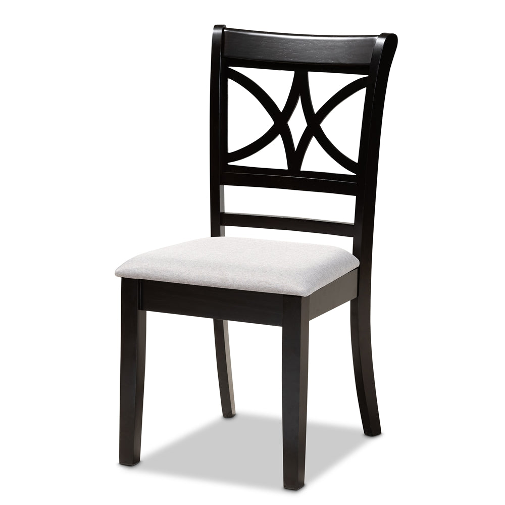 Clarke Modern and Contemporary Grey Fabric Upholstered and Espresso Brown Finished Wood 5-Piece Dining Set
