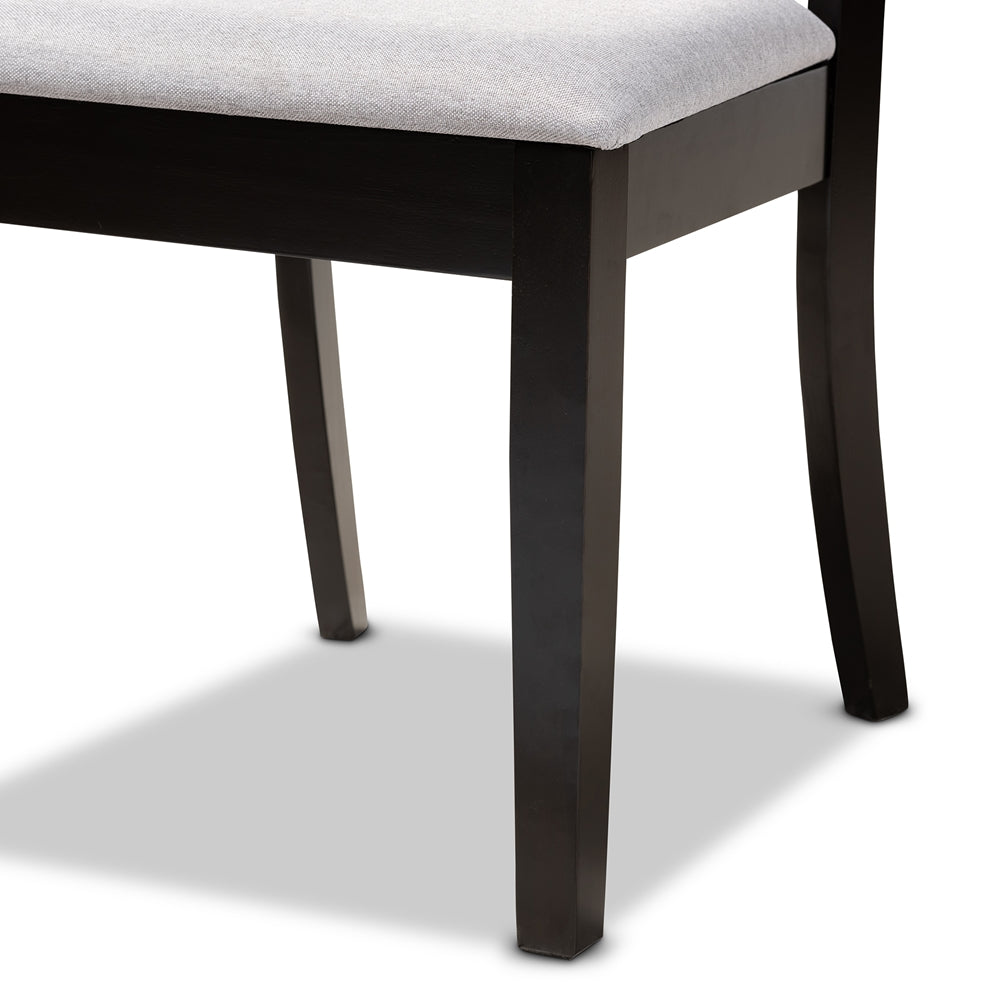 Clarke Modern and Contemporary Grey Fabric Upholstered and Espresso Brown Finished Wood 5-Piece Dining Set