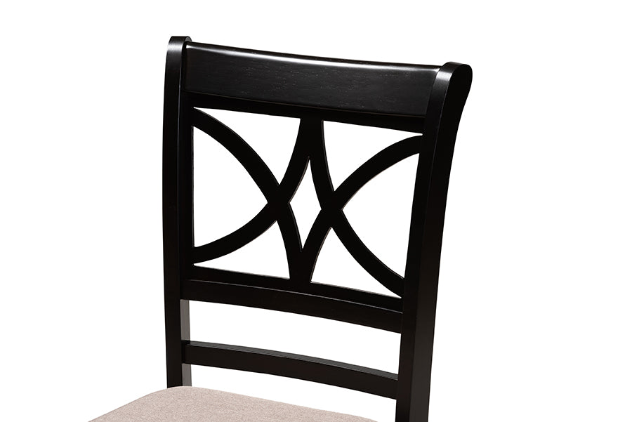 Clarke Modern and Contemporary Sand Fabric Upholstered and Espresso Brown Finished Wood 4-Piece Dining Chair Set