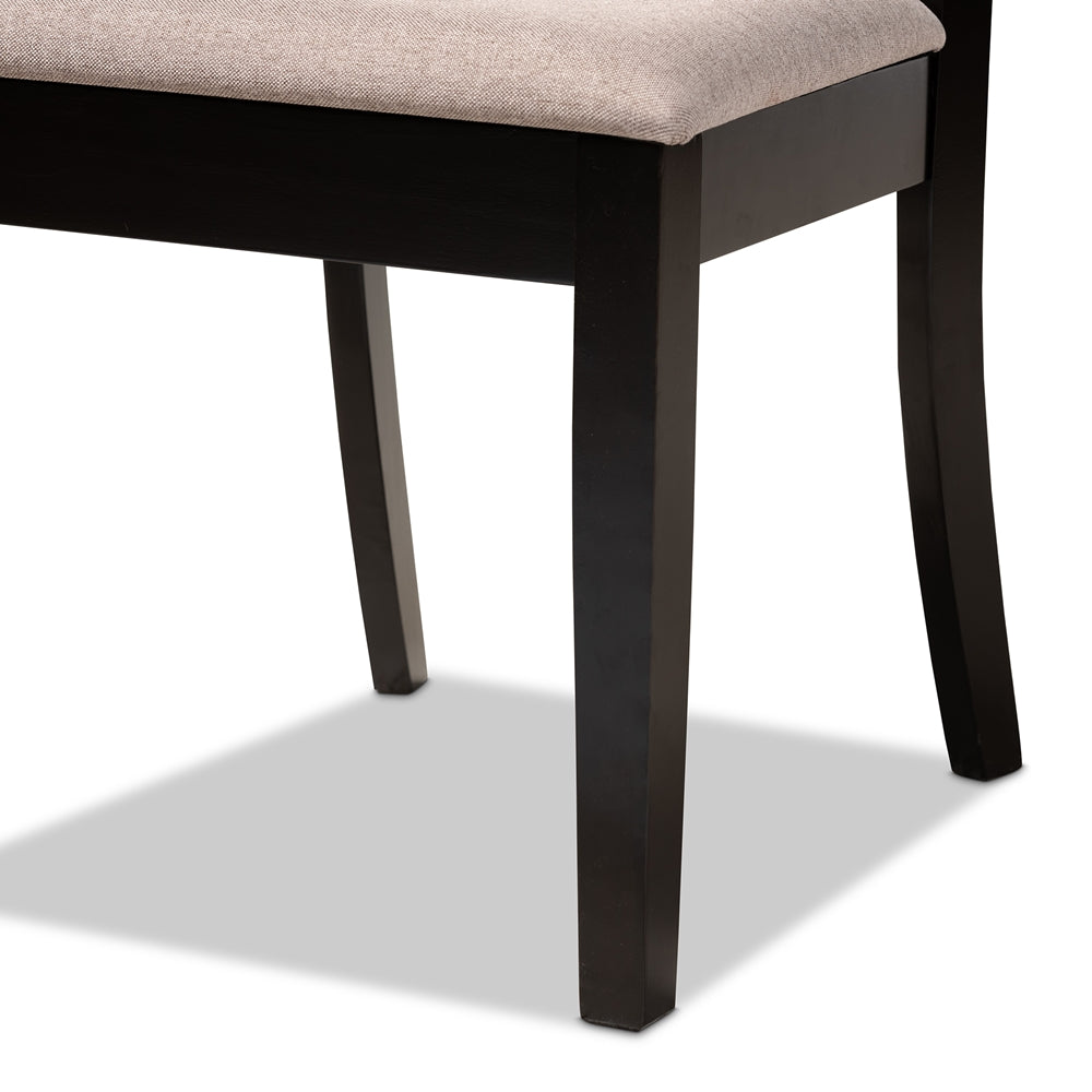 Clarke Modern and Contemporary Sand Fabric Upholstered and Espresso Brown Finished Wood 5-Piece Dining Set