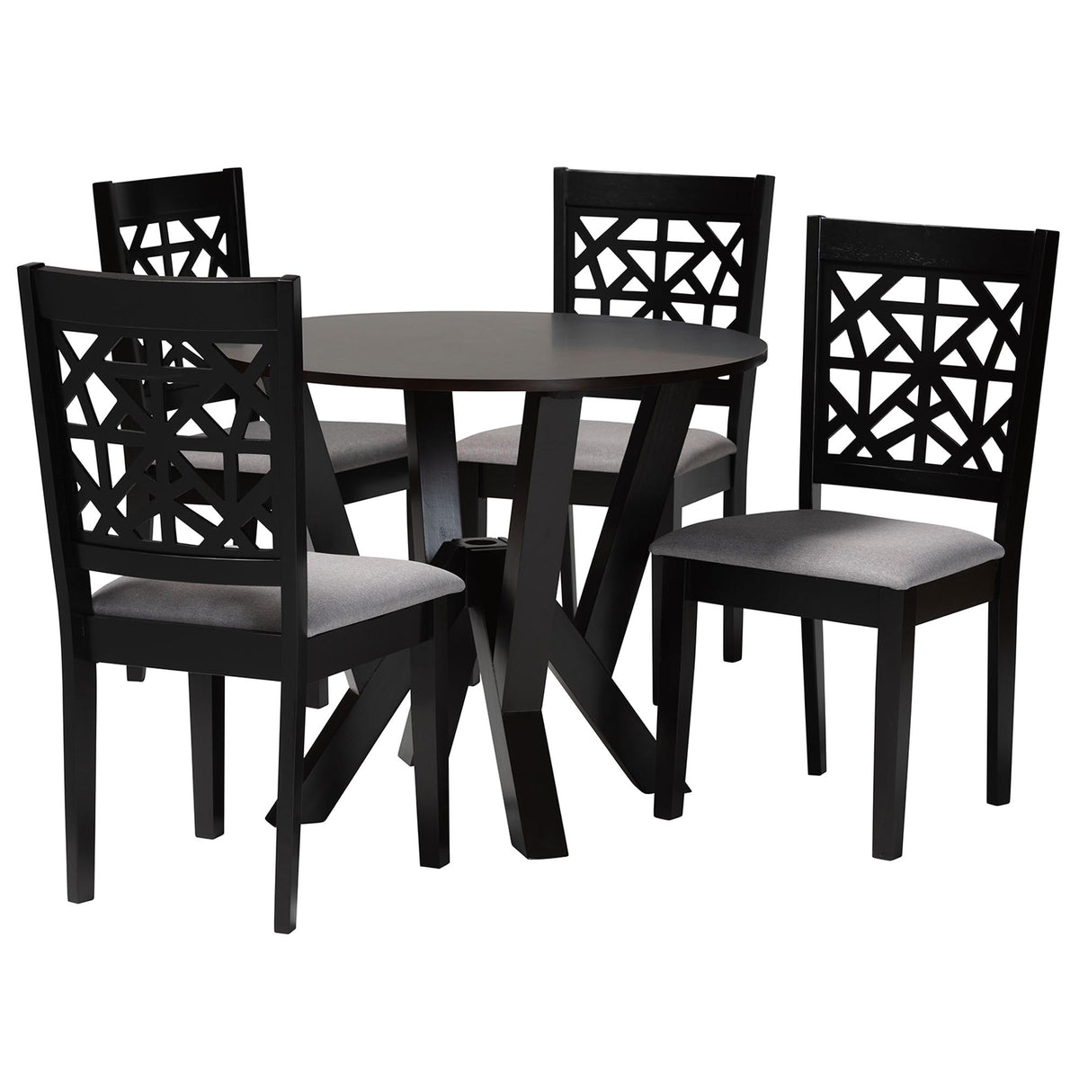 Felice Modern Grey Fabric and Dark Brown Finished Wood 5-Piece Dining Set