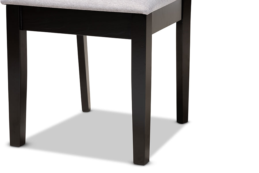 Jackson Modern and Contemporary Grey Fabric Upholstered and Espresso Brown Finished Wood 4-Piece Dining Chair Set