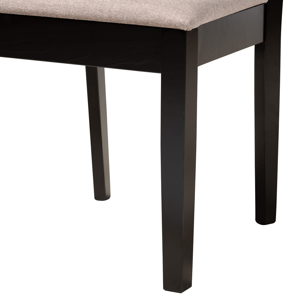 Karel Modern Beige Fabric and Espresso Brown Finished Wood 5-Piece Dining Set