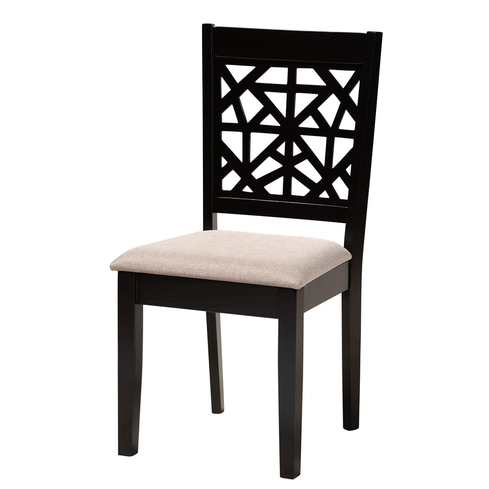 Lena Modern Beige Fabric and Dark Brown Finished Wood 5-Piece Dining Set