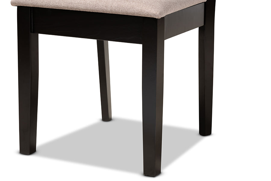 Jackson Modern and Contemporary Sand Fabric Upholstered and Espresso Brown Finished Wood 4-Piece Dining Chair Set