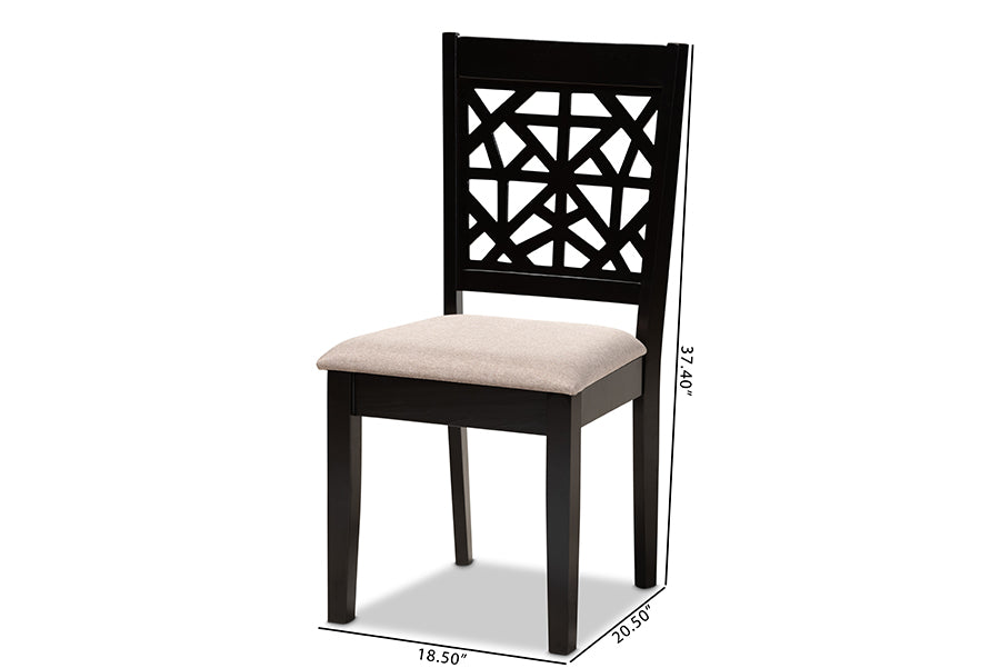 Jackson Modern and Contemporary Sand Fabric Upholstered and Espresso Brown Finished Wood 4-Piece Dining Chair Set