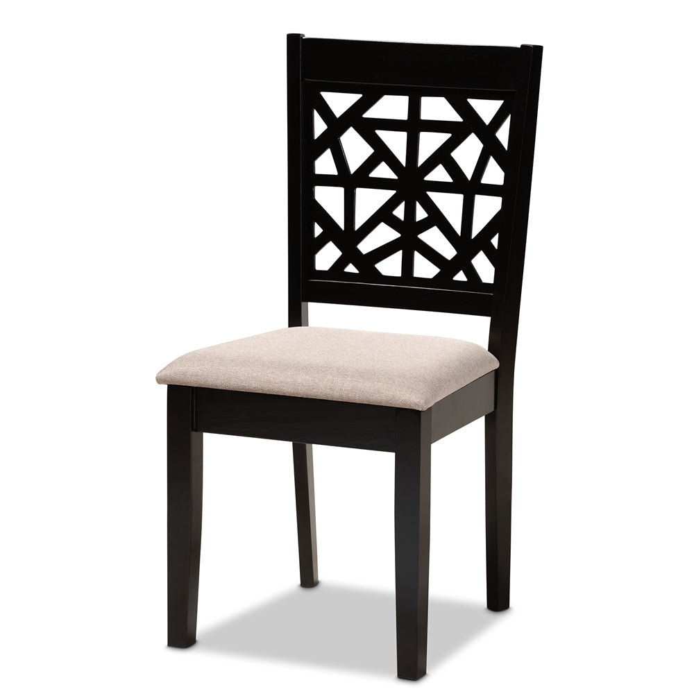 Jackson Modern and Contemporary Sand Fabric Upholstered and Espresso Brown Finished Wood 5-Piece Dining Set