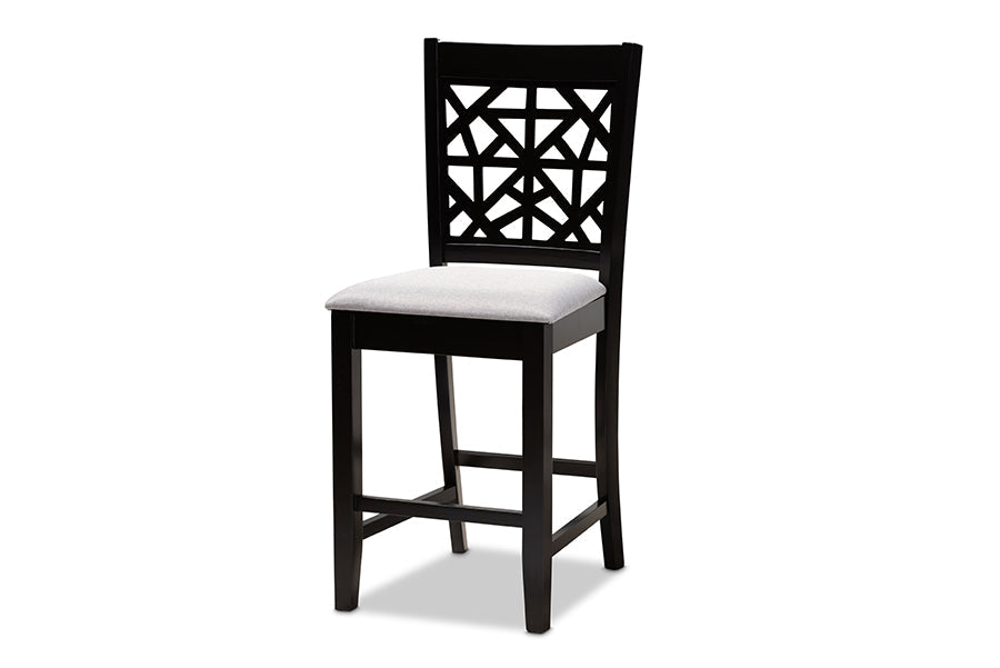 Devon Modern and Contemporary Grey Fabric Upholstered and Espresso Brown Finished Wood 5-Piece Pub Dining Set