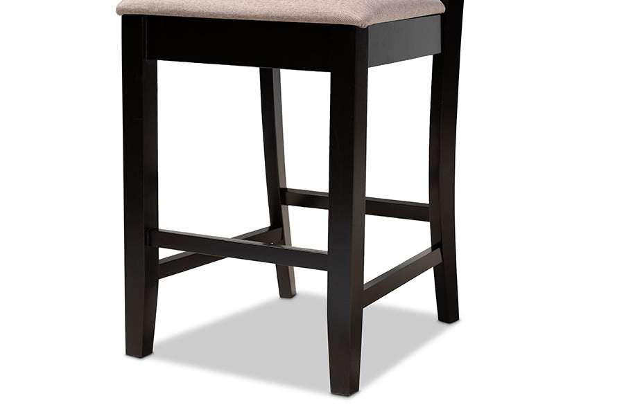 Devon Modern and Contemporary Sand Fabric Upholstered and Espresso Brown Finished Wood 5-Piece Pub Dining Set
