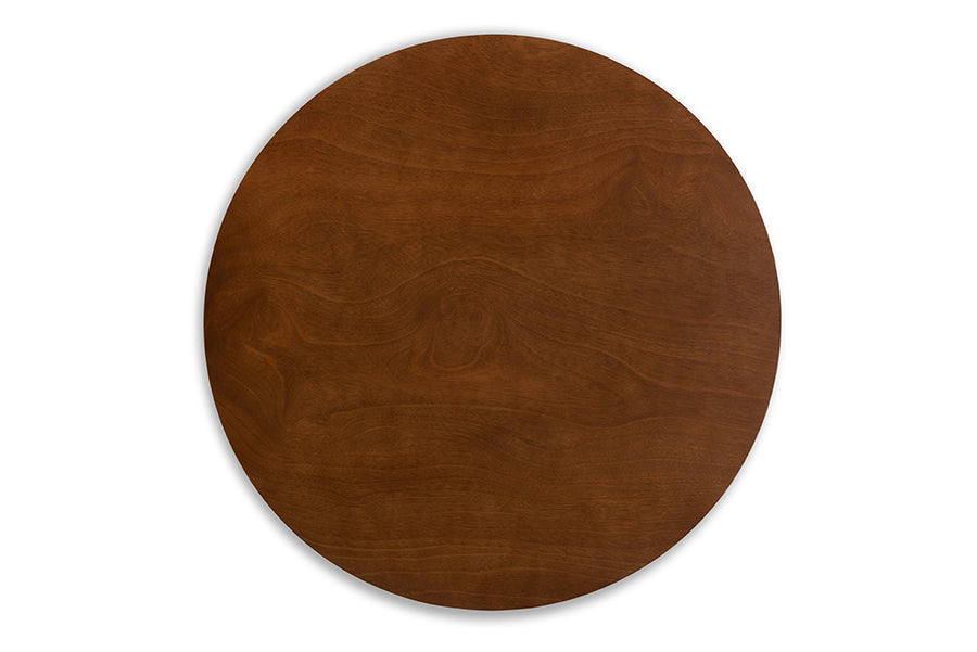 Alana Mid-Century Modern Transitional Walnut Brown Finished Round Wood Dining Table