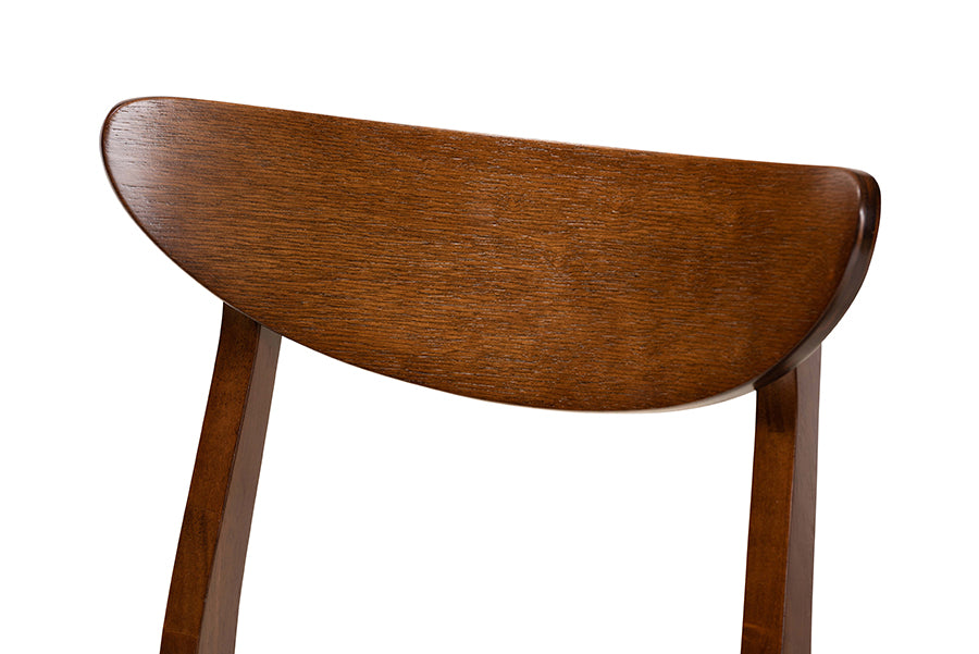 Parlin Mid-Century Modern Transitional Light Beige Fabric Upholstered and Walnut Brown Finished Wood 4-Piece Dining Chair Set