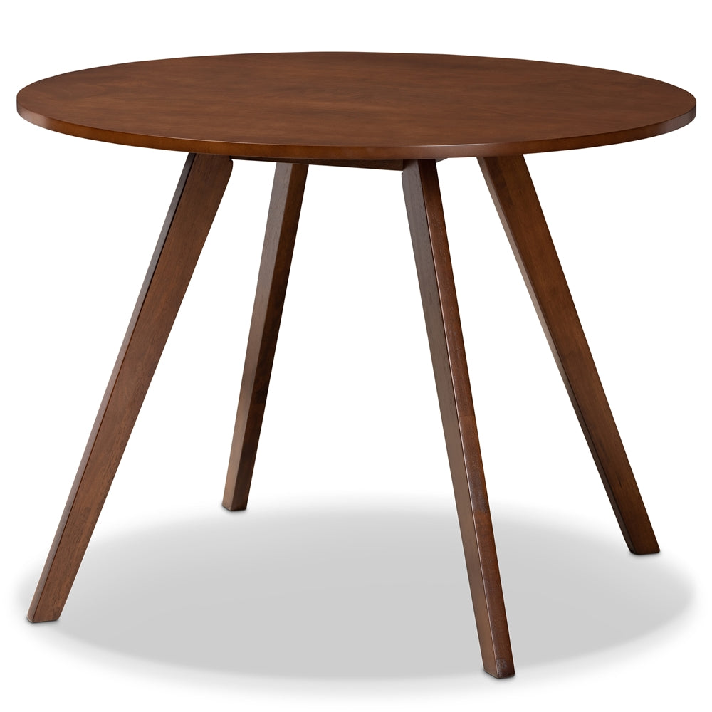 Philip Mid-Century Modern Transitional Light Grey Fabric Upholstered and Walnut Brown Finished Wood 5-Piece Dining Set