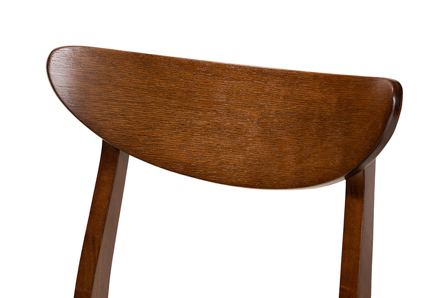 Parlin Mid-Century Modern Transitional Light Grey Fabric Upholstered and Walnut Brown Finished Wood 4-Piece Dining Chair Set