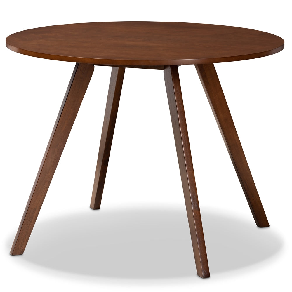 Timothy Mid-Century Modern Transitional Light Grey Fabric Upholstered and Walnut Brown Finished Wood 5-Piece Dining Set