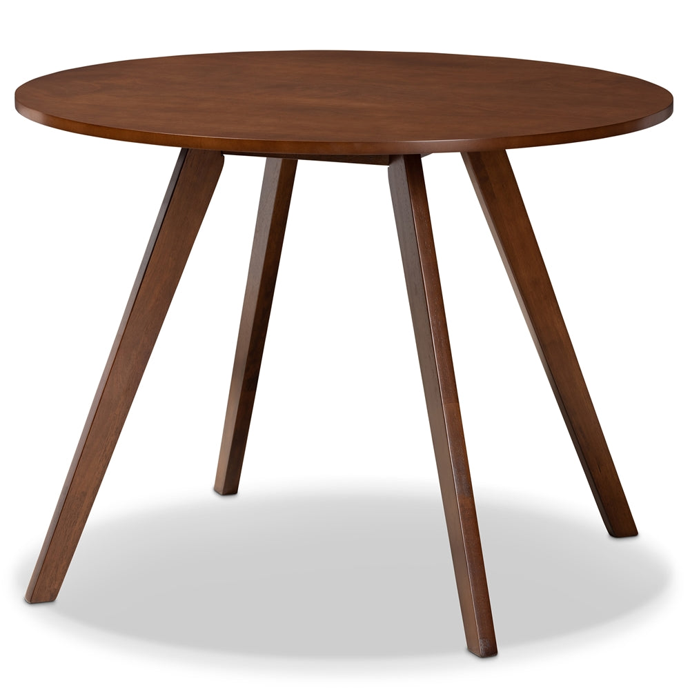 Eiko Mid-Century Modern Transitional Light Beige Fabric Upholstered and Walnut Brown Finished Wood 5-Piece Dining Set