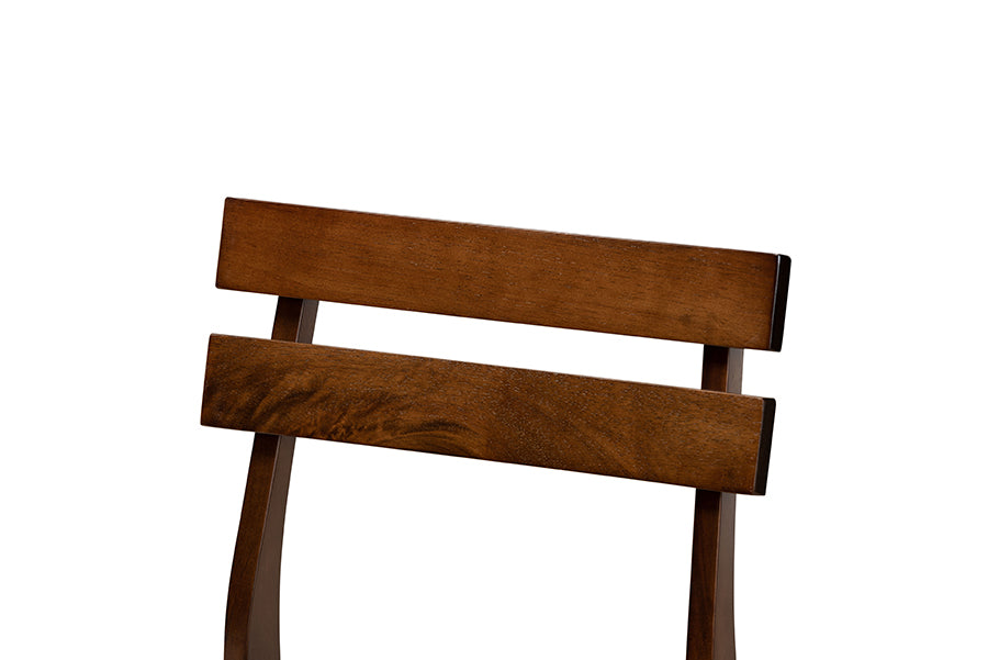 Devlin Mid-Century Modern Transitional Light Beige Fabric Upholstered and Walnut Brown Finished Wood 4-Piece Dining Chair Set