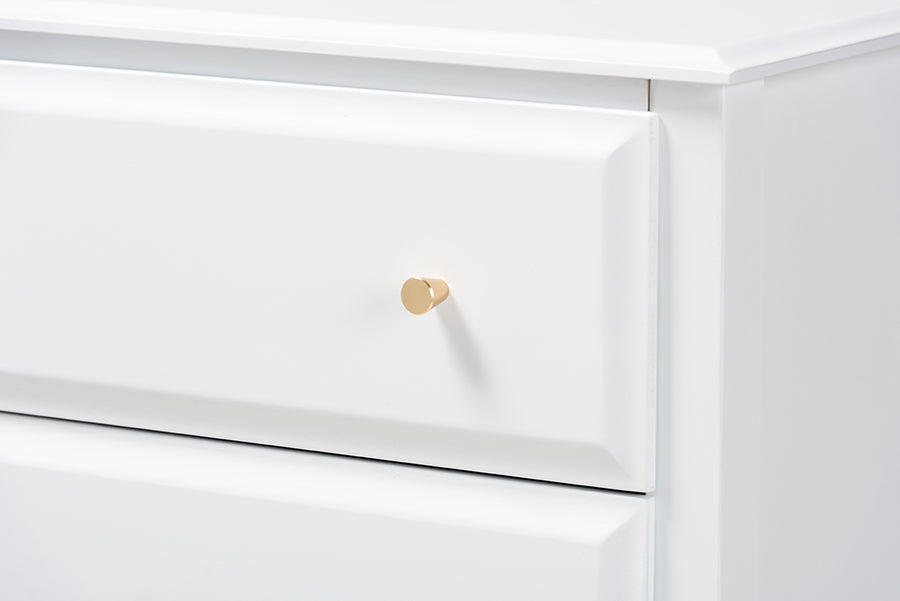 Naomi Classic and Transitional White Finished Wood 4-Drawer Bedroom Chest