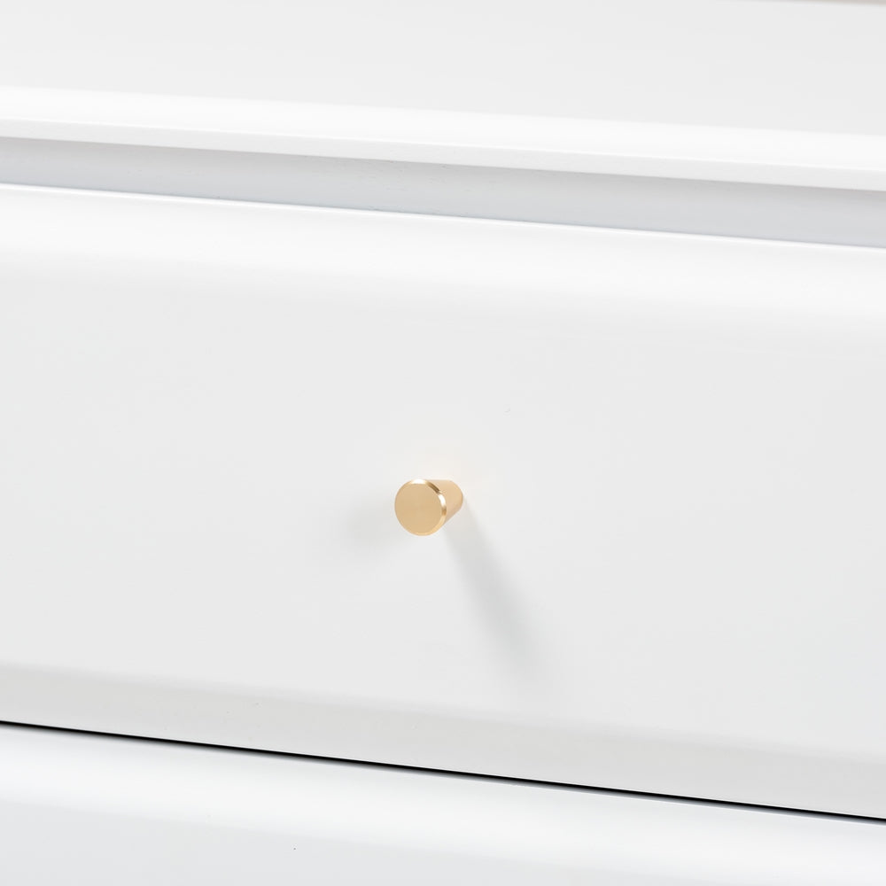 Crispis Full Size Rubberwood Platform Bed Set – Classic White 4-Piece with Storage Shelves