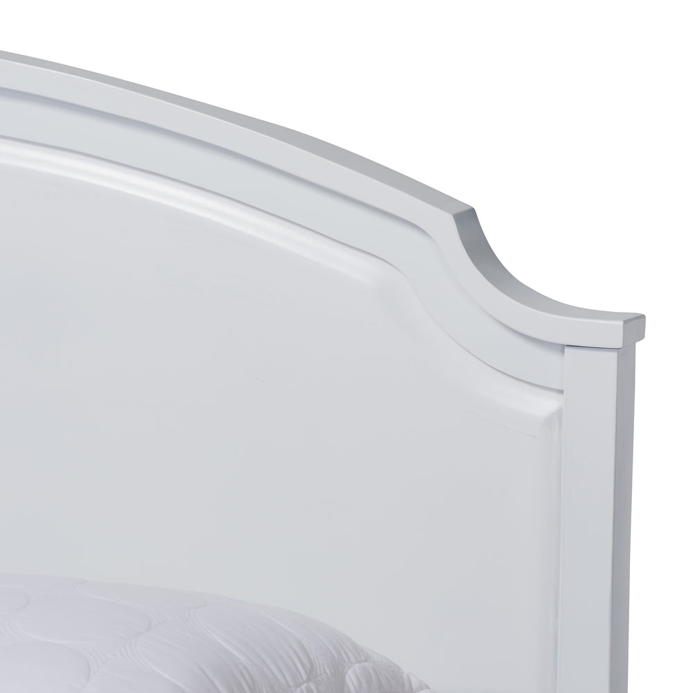 Crispis Full Size Rubberwood Platform Bed Set – Classic White 4-Piece with Storage Shelves