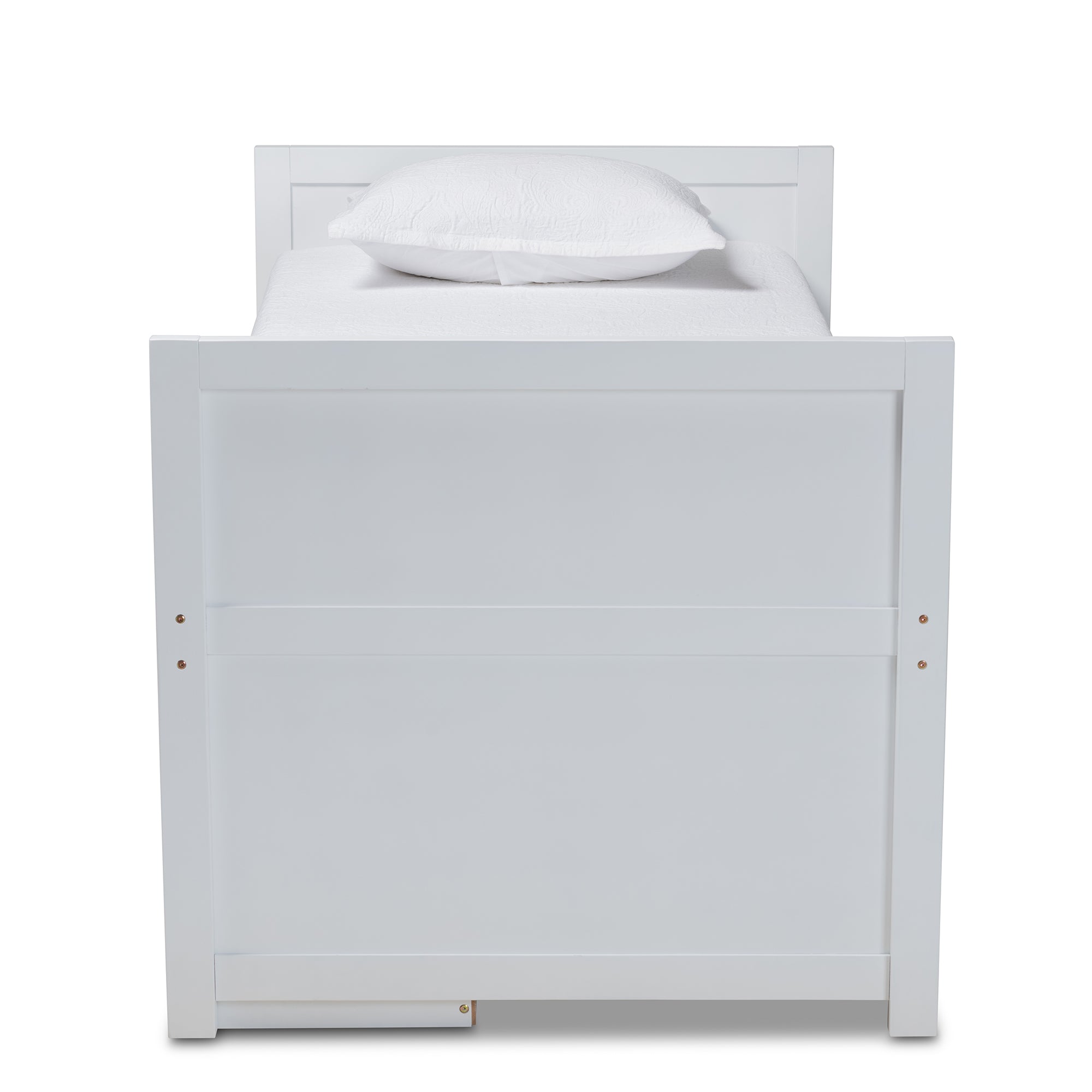 Mirza White Finished Wood 5-Drawer Twin Size Storage Bed With Pull-Out Desk