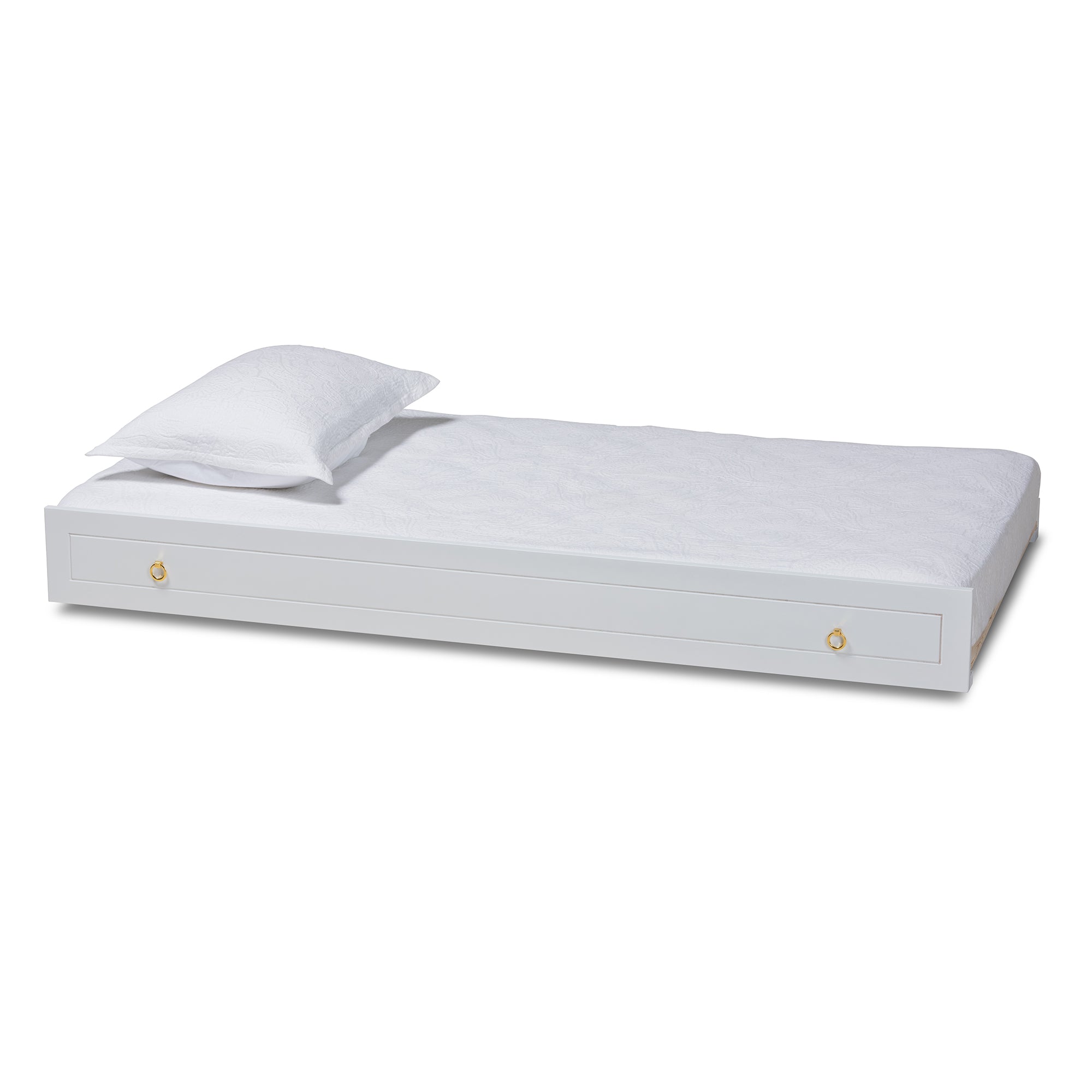 Alya Classic Traditional Farmhouse White Finished Wood Twin Size Trundle