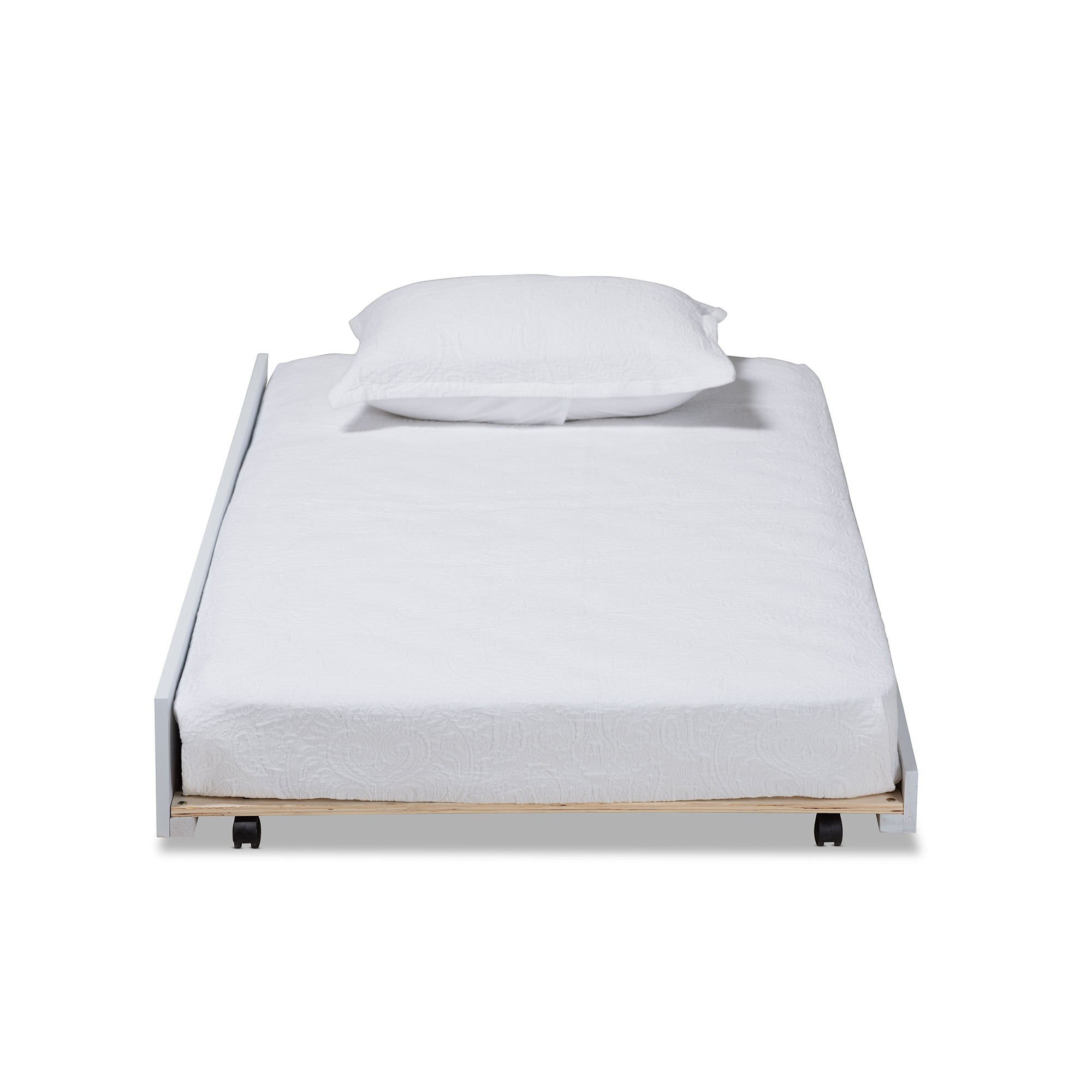 Alya Classic Traditional Farmhouse White Finished Wood Twin Size Trundle