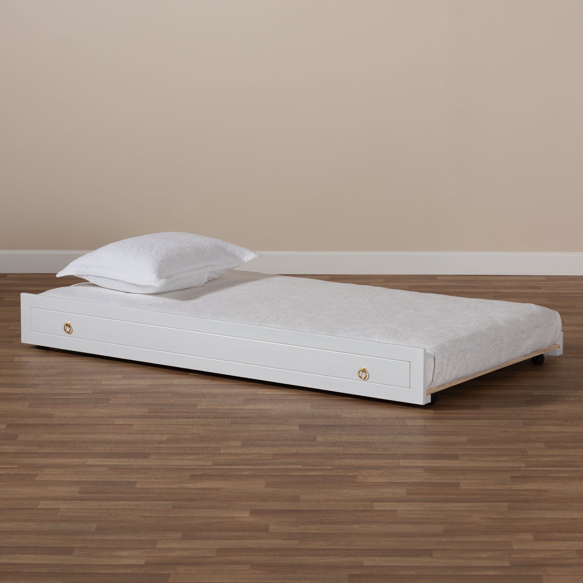 Alya Classic Traditional Farmhouse White Finished Wood Twin Size Trundle
