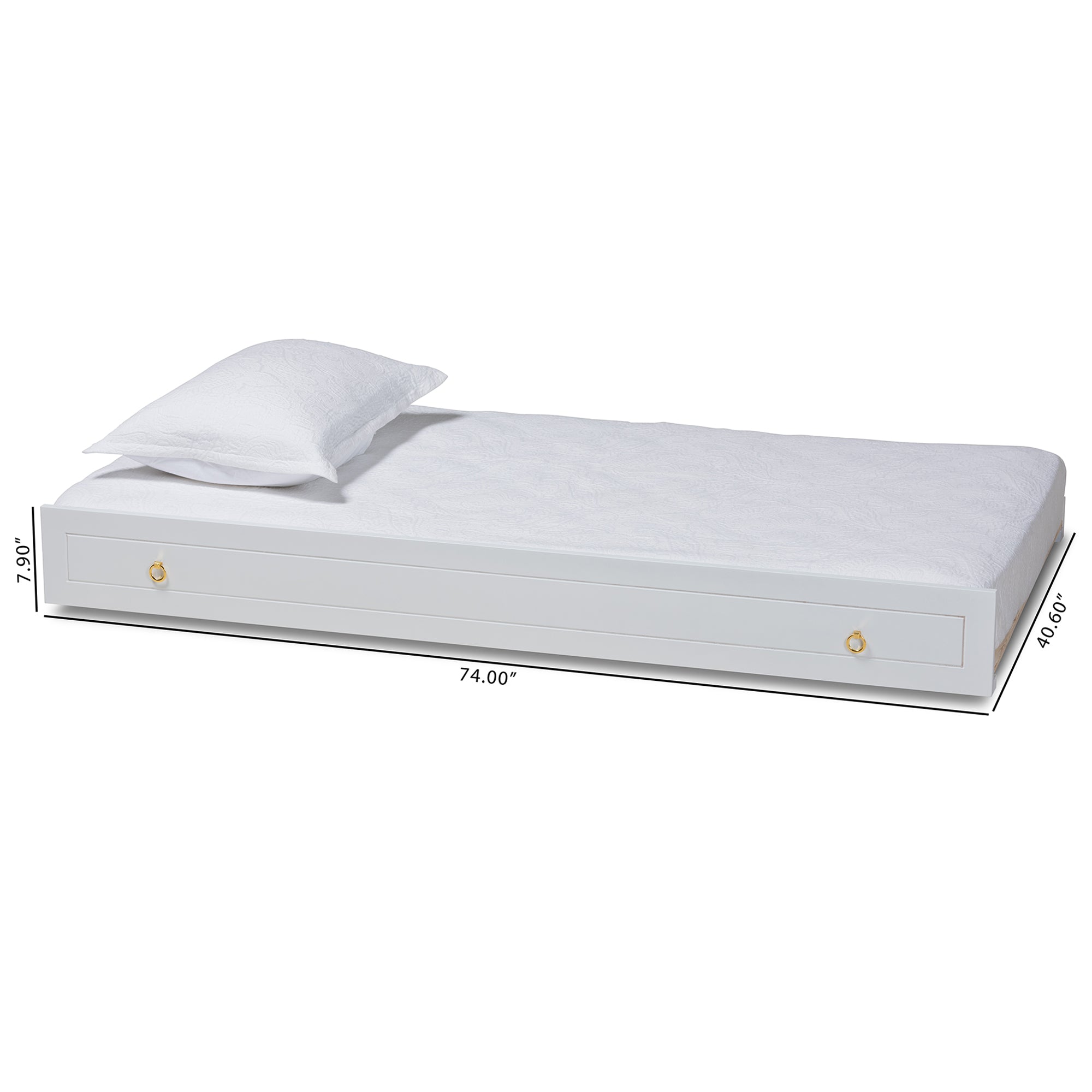 Alya Classic Traditional Farmhouse White Finished Wood Twin Size Trundle