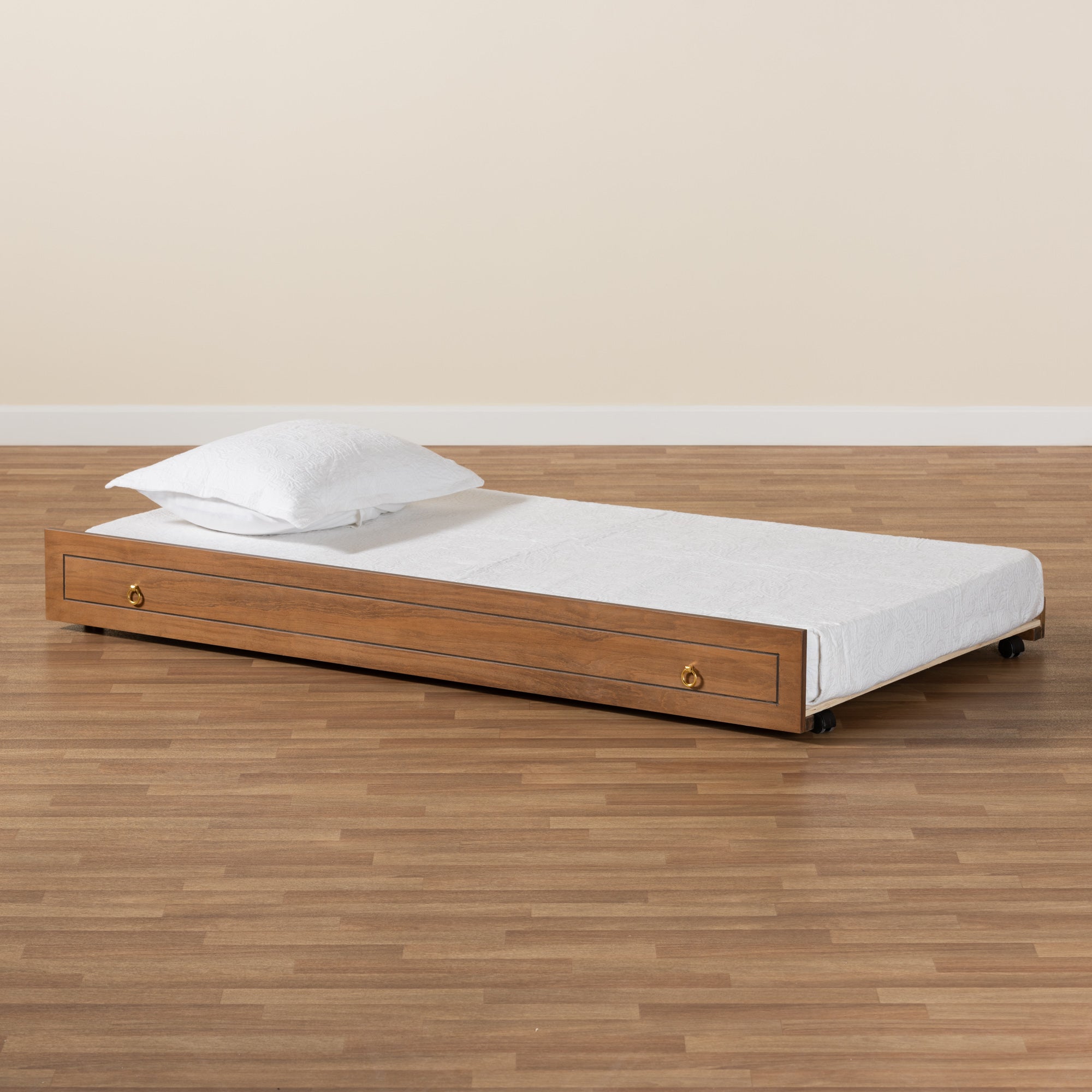 Alya Classic Traditional Farmhouse Walnut Brown Finished Wood Twin Size Trundle