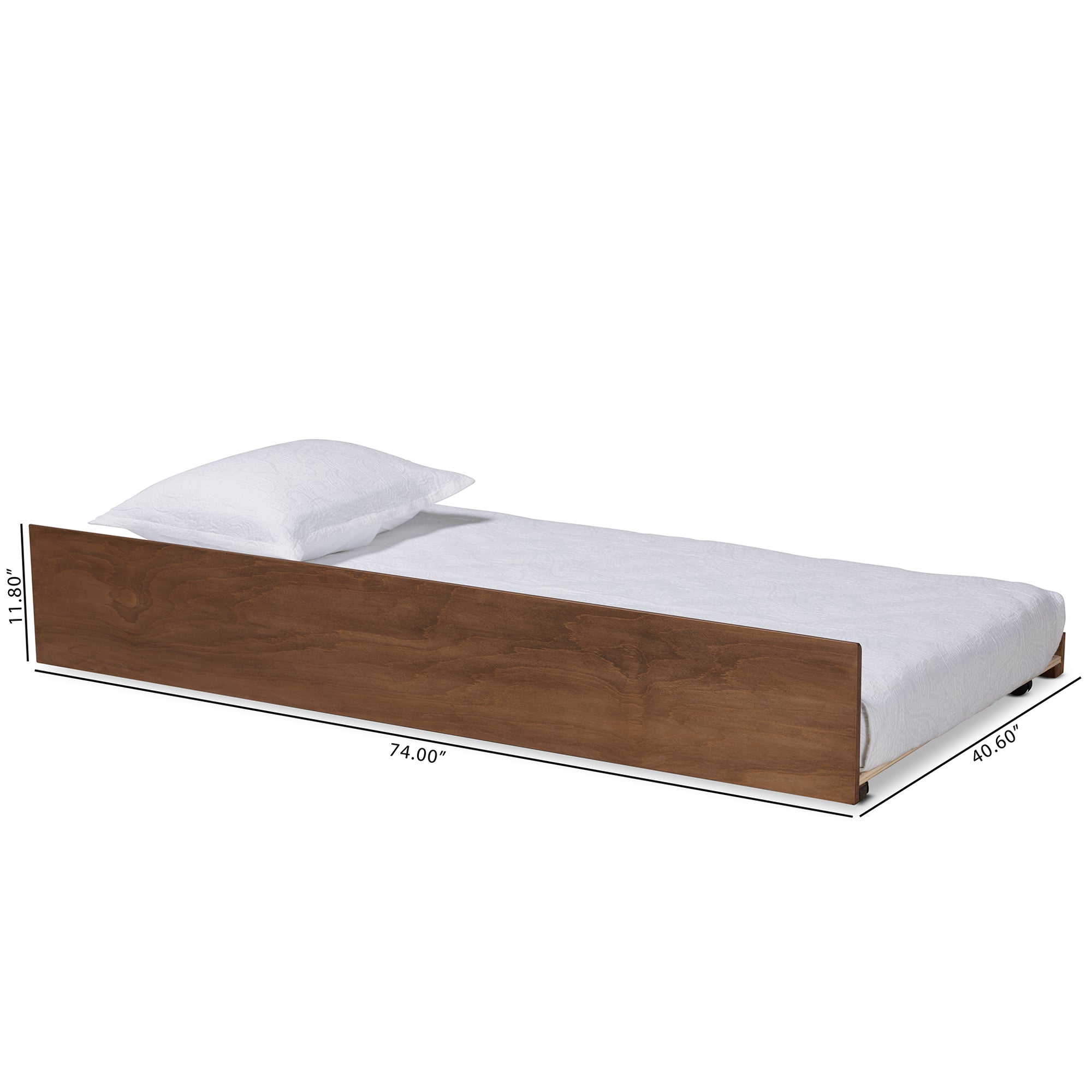 Midori Modern and Contemporary Transitional Walnut Brown Finished Wood Twin Size Trundle Bed