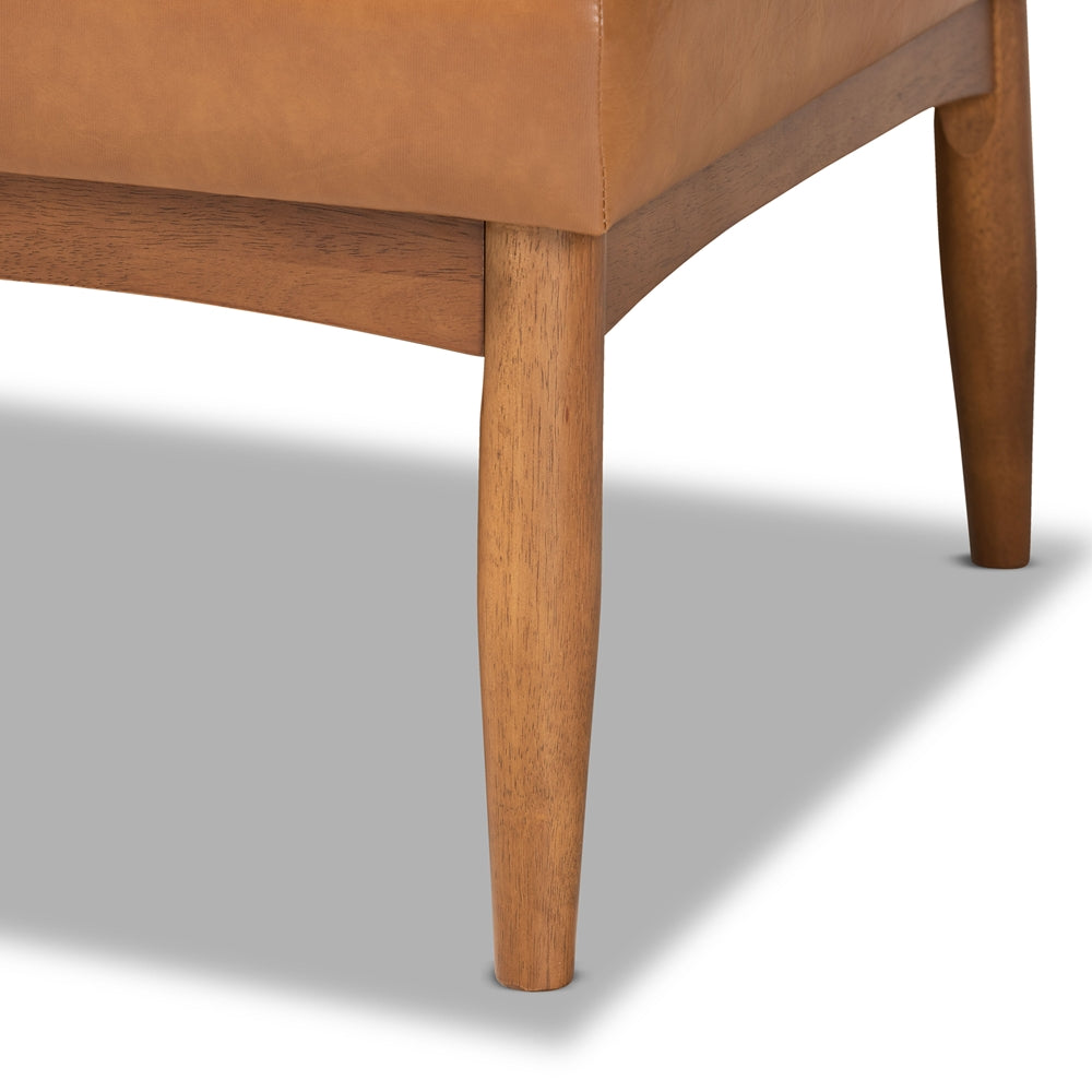 Arvid Mid-Century Modern Tan Faux Leather Upholstered and Walnut Brown Finished Wood 3-Piece Dining Nook Set