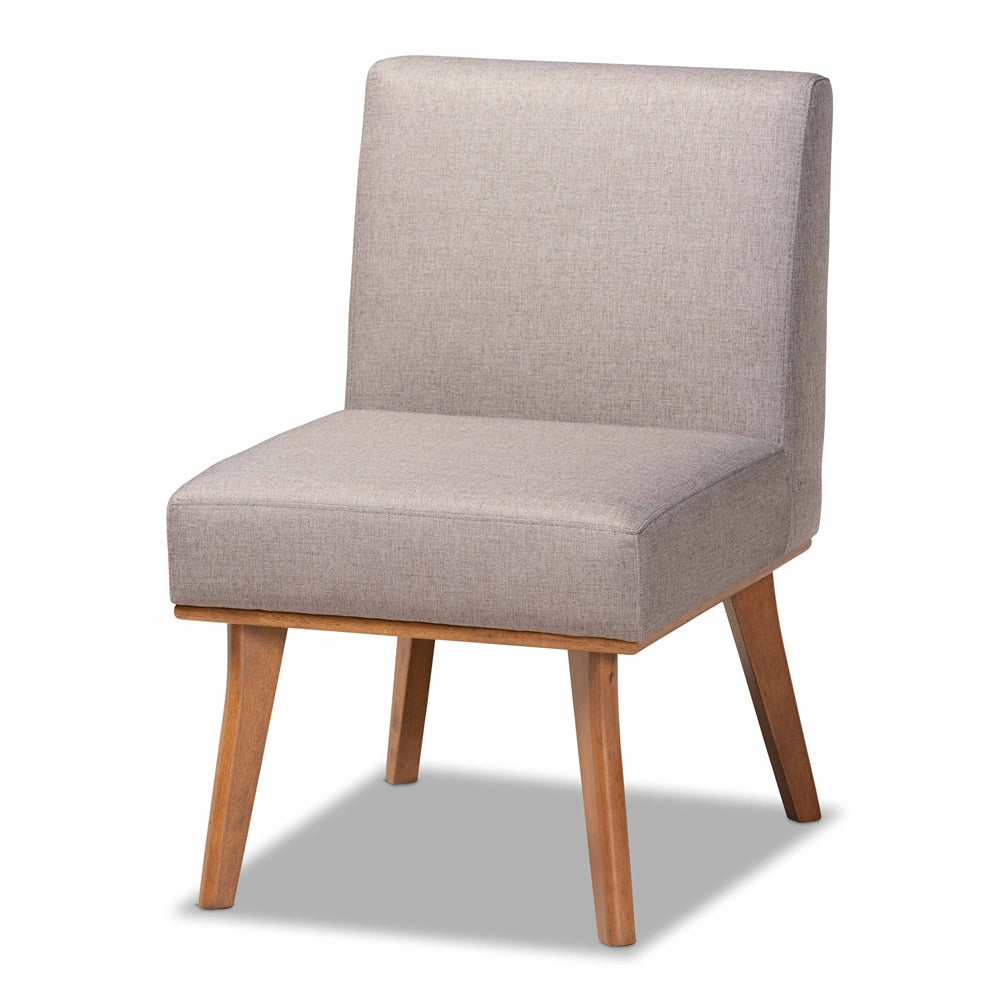Odessa Mid-Century Modern Grey Fabric Upholstered and Walnut Brown Finished Wood 5-Piece Dining Nook Set