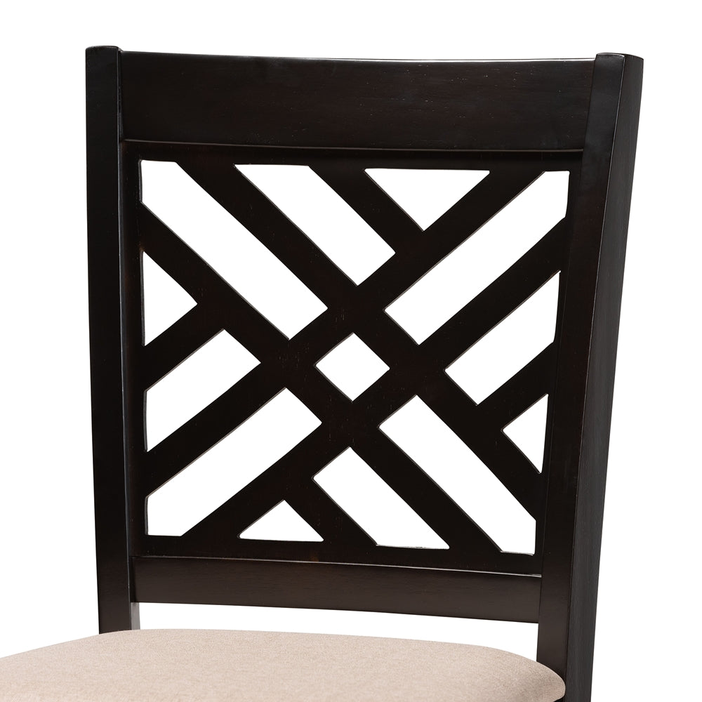 Jason Modern and Contemporary Sand Fabric Upholstered and Espresso Brown Finished Wood 2-Piece Bar Stool Set