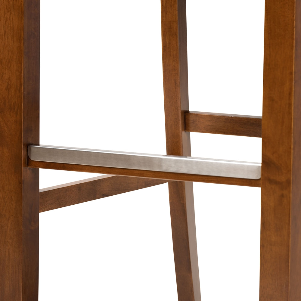 Jason Modern and Contemporary Grey Fabric Upholstered and Walnut Brown Finished Wood 2-Piece Bar Stool Set
