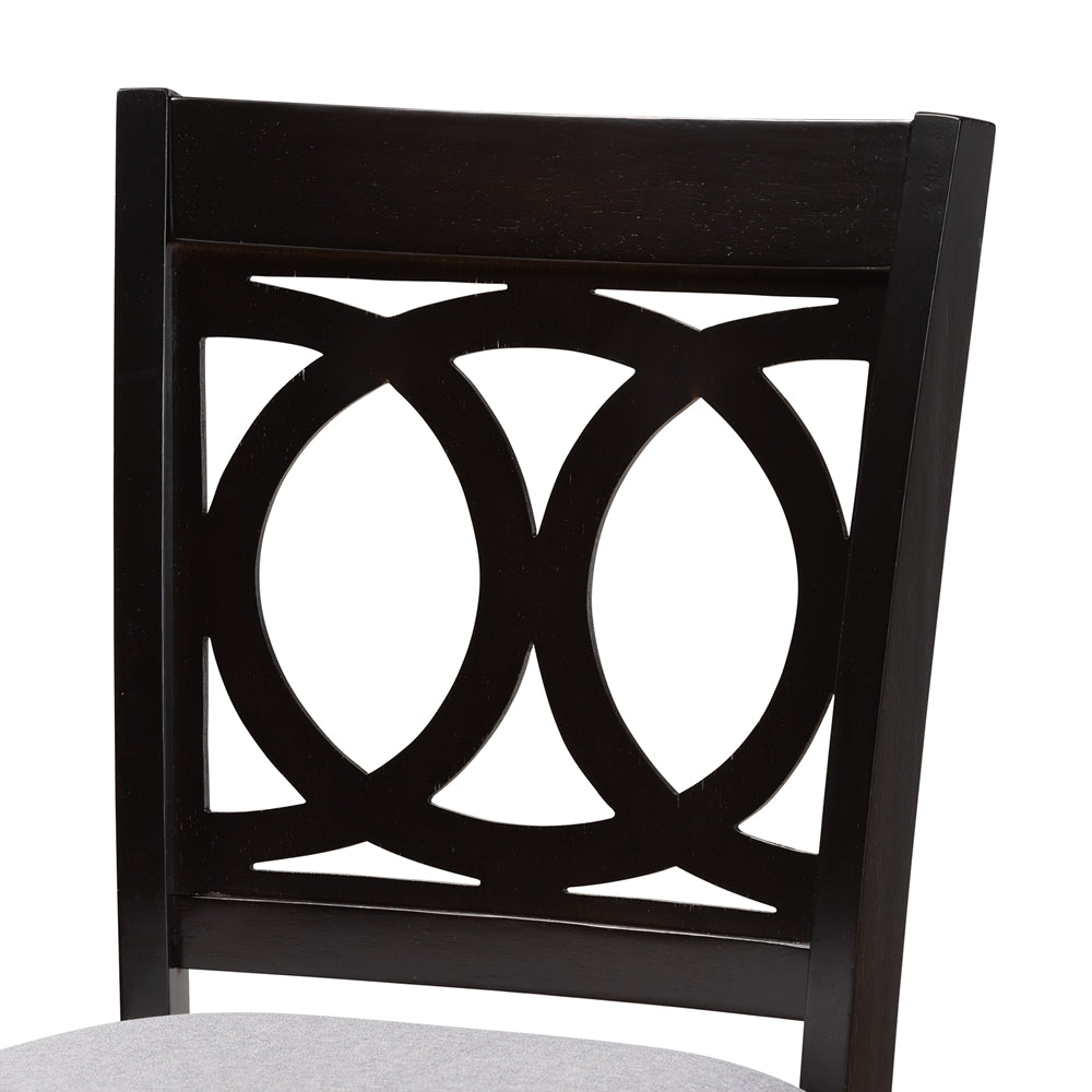 Carson Modern and Contemporary Grey Fabric Upholstered and Espresso Brown Finished Wood 2-Piece Bar Stool Set