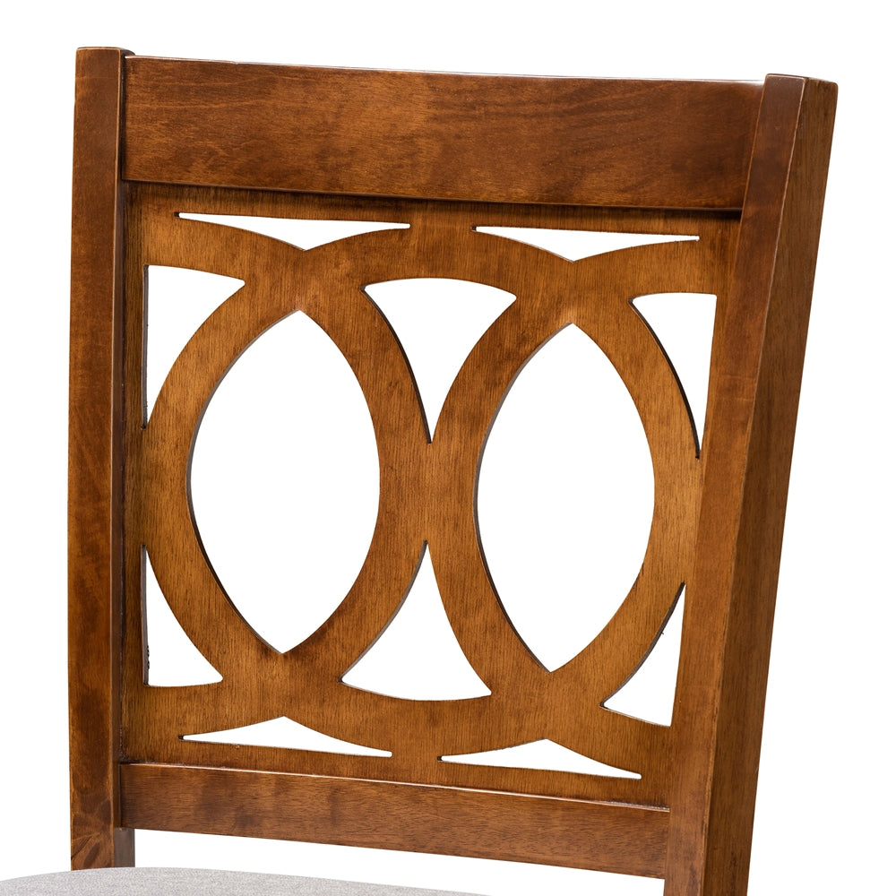 Carson Modern and Contemporary Grey Fabric Upholstered and Walnut Brown Finished Wood 2-Piece Bar Stool Set