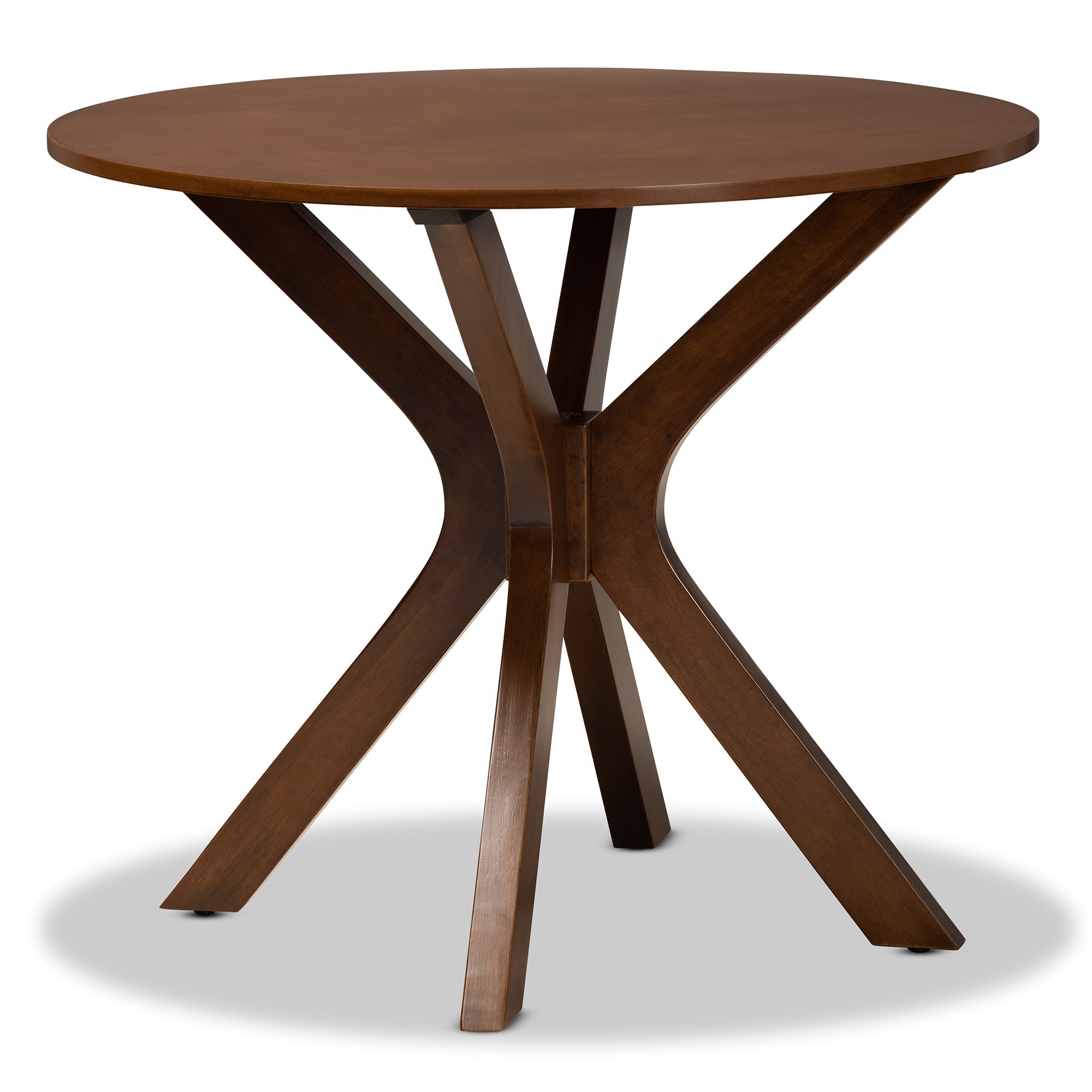 Kenji Modern and Contemporary Walnut Brown Finished 34-Inch-Wide Round Wood Dining Table