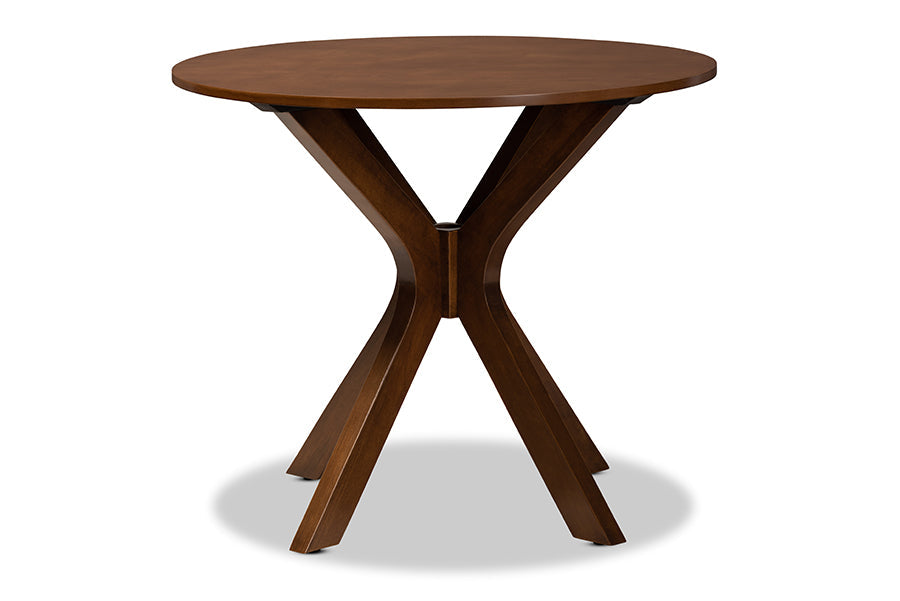 Kenji Modern and Contemporary Walnut Brown Finished 34-Inch-Wide Round Wood Dining Table
