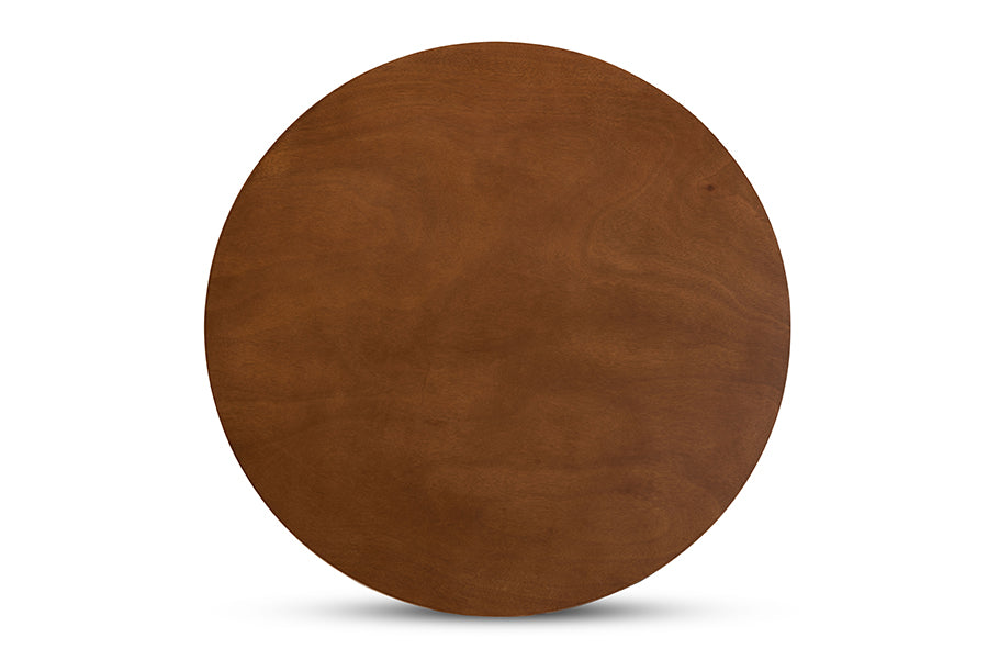 Kenji Modern and Contemporary Walnut Brown Finished 34-Inch-Wide Round Wood Dining Table