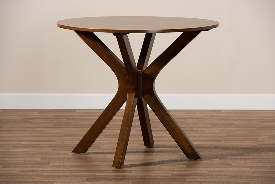Kenji Modern and Contemporary Walnut Brown Finished 34-Inch-Wide Round Wood Dining Table