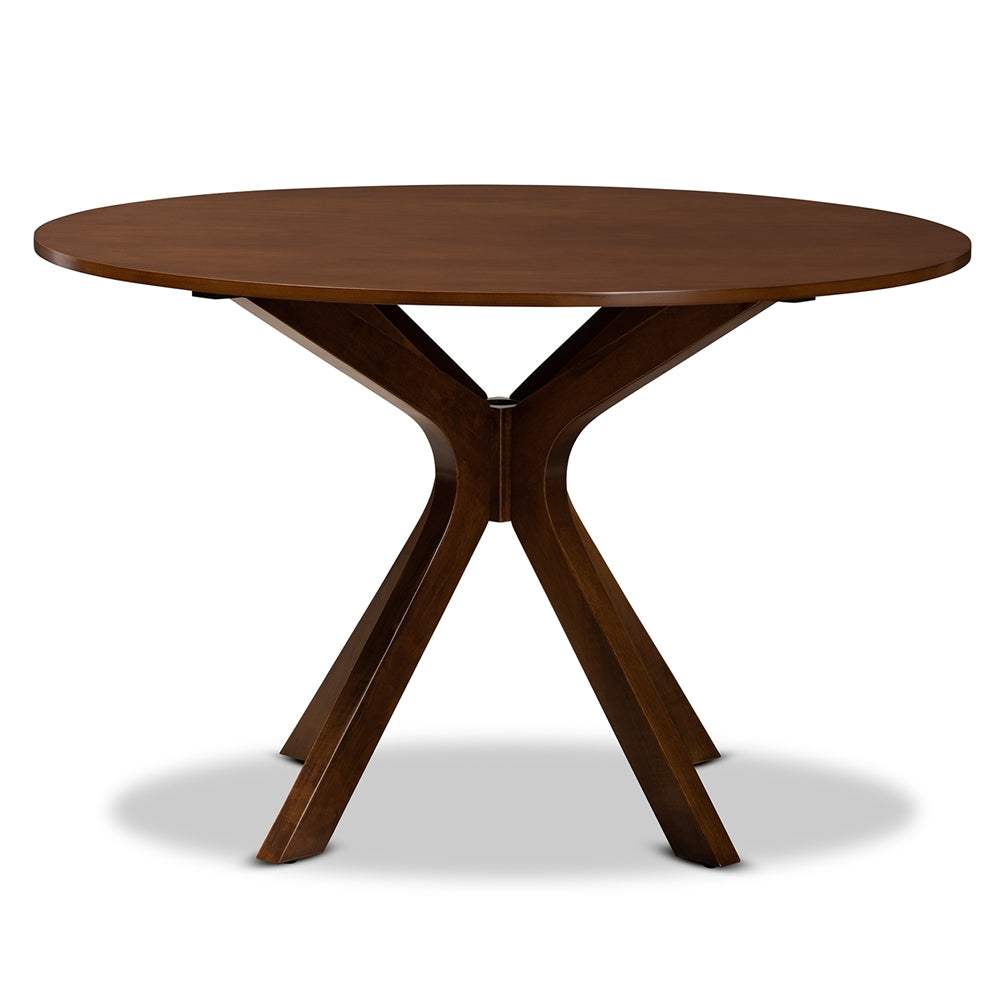 Kenji Modern and Contemporary Walnut Brown Finished 45-Inch-Wide Round Wood Dining Table