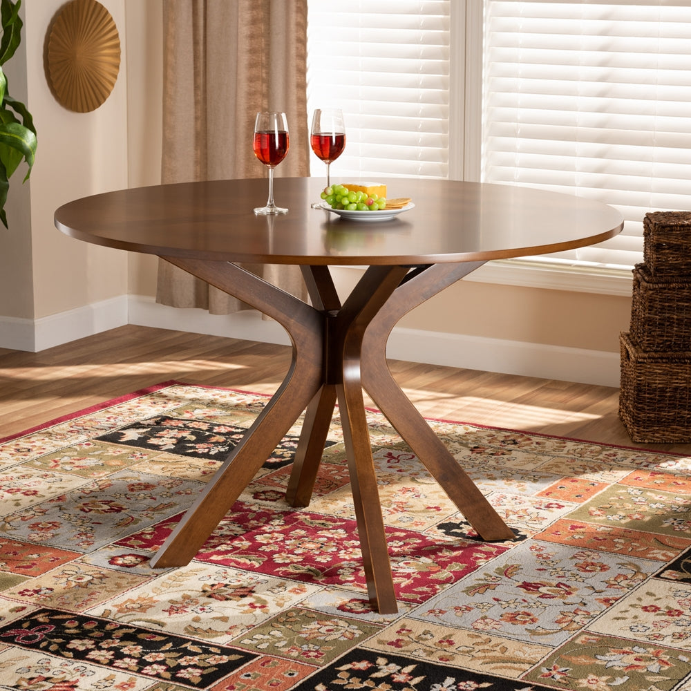 Kenji Modern and Contemporary Walnut Brown Finished 45-Inch-Wide Round Wood Dining Table