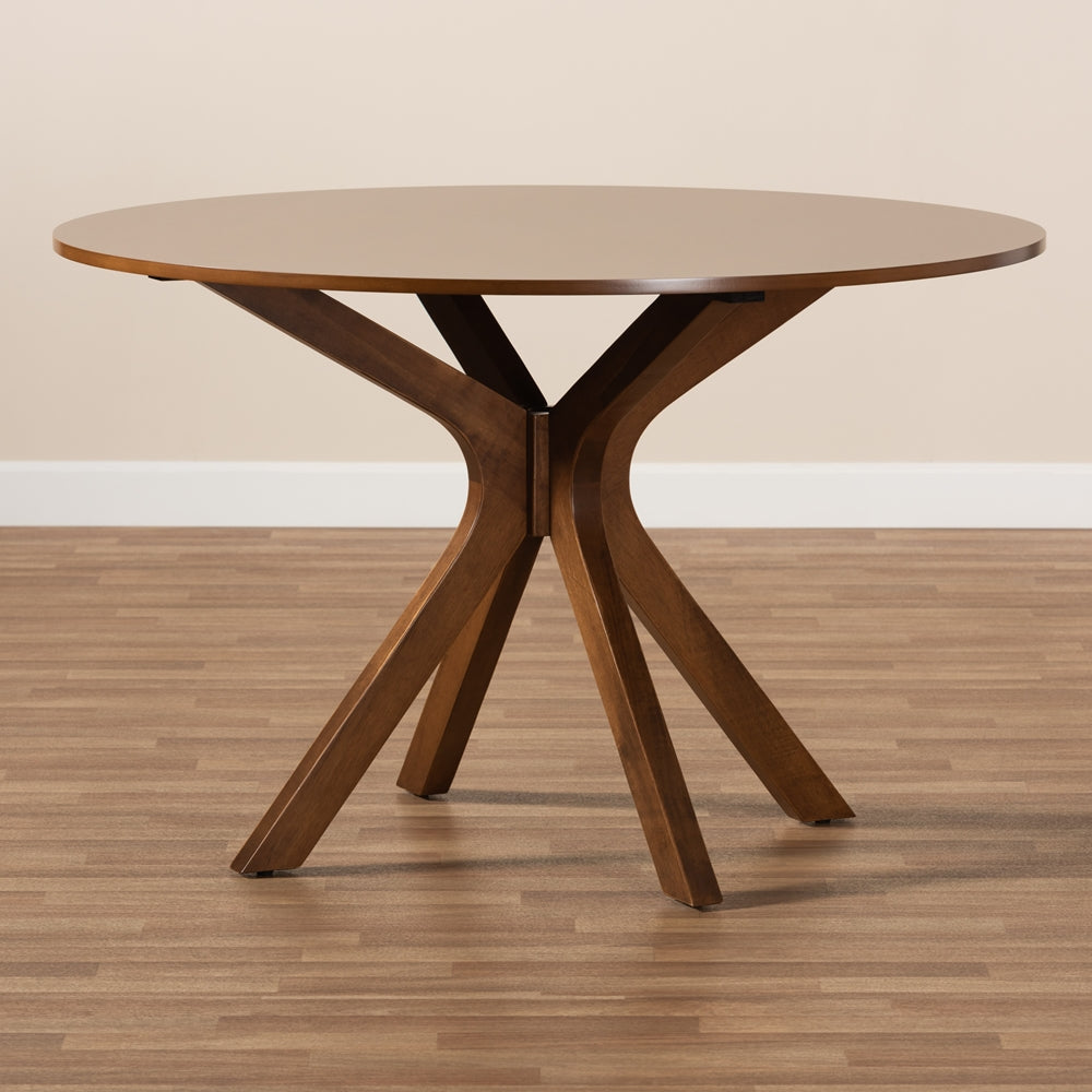 Kenji Modern and Contemporary Walnut Brown Finished 45-Inch-Wide Round Wood Dining Table